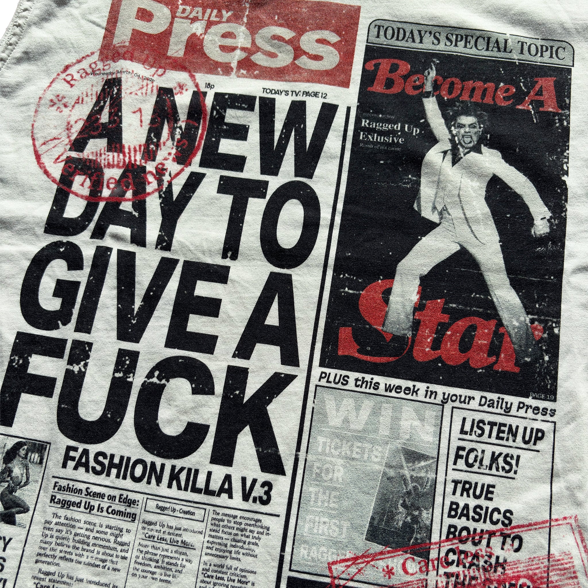 NEWSPAPER SLEEVELESS SHIRT